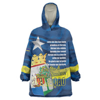 Personalized Curacao Flag Day Wearable Blanket Hoodie Felis Dia di Himno i Bandera