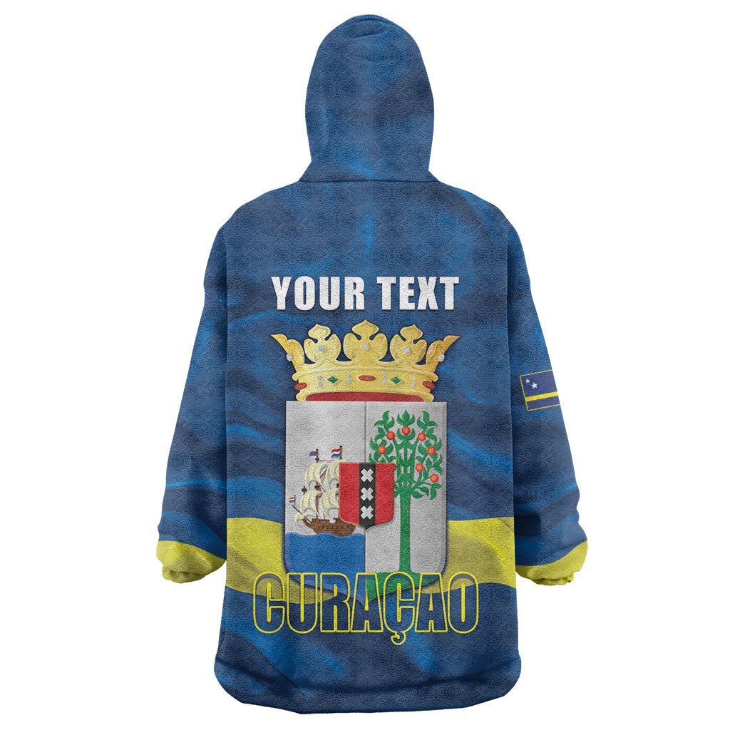Personalized Curacao Flag Day Wearable Blanket Hoodie Felis Dia di Himno i Bandera