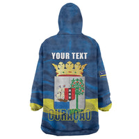 Personalized Curacao Flag Day Wearable Blanket Hoodie Felis Dia di Himno i Bandera