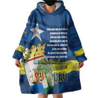 Personalized Curacao Flag Day Wearable Blanket Hoodie Felis Dia di Himno i Bandera