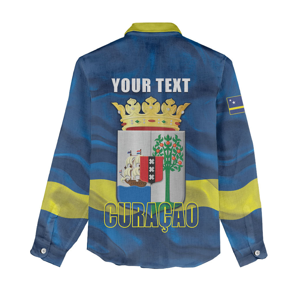 Personalized Curacao Flag Day Women Casual Shirt Felis Dia di Himno i Bandera