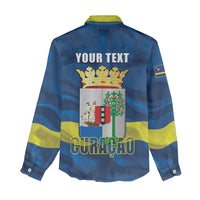 Personalized Curacao Flag Day Women Casual Shirt Felis Dia di Himno i Bandera