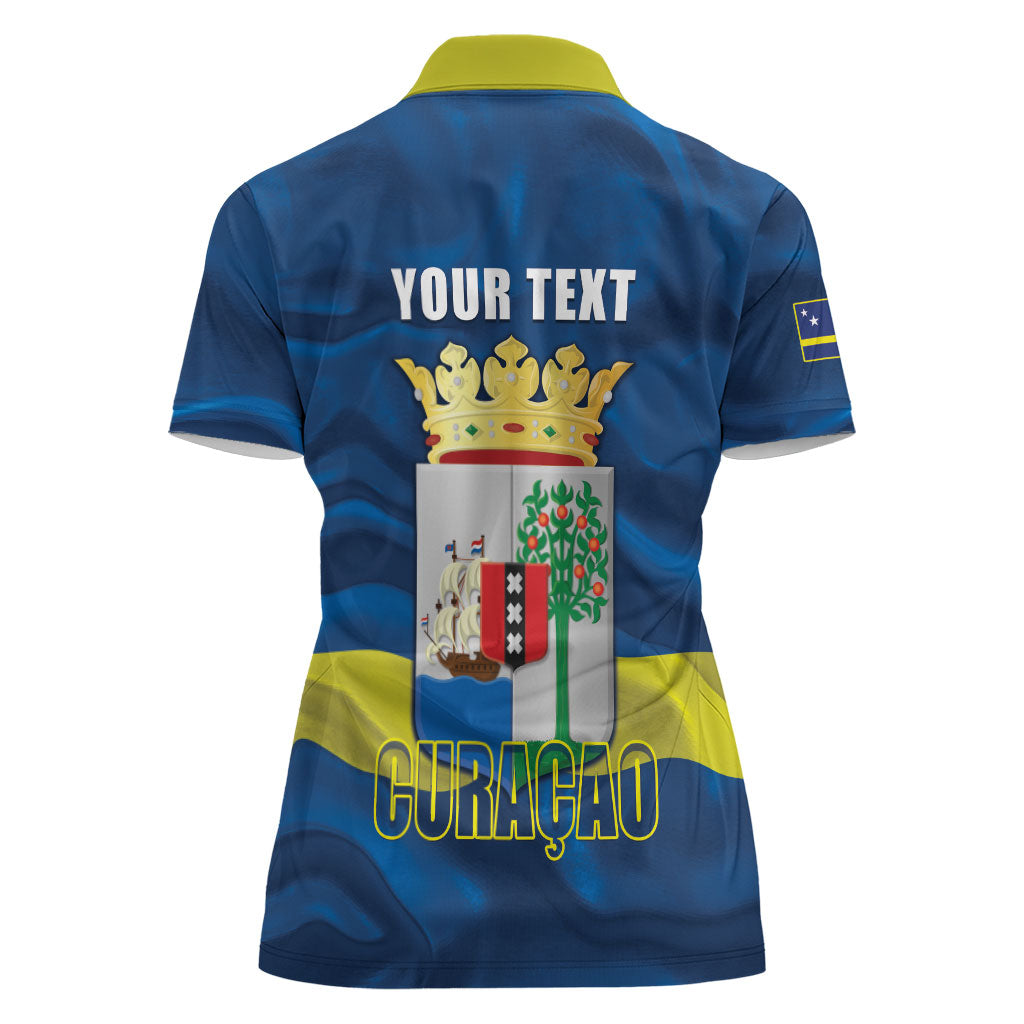 Personalized Curacao Flag Day Women Polo Shirt Felis Dia di Himno i Bandera