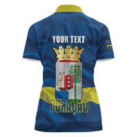 Personalized Curacao Flag Day Women Polo Shirt Felis Dia di Himno i Bandera