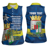Personalized Curacao Flag Day Women Sleeveless Polo Shirt Felis Dia di Himno i Bandera