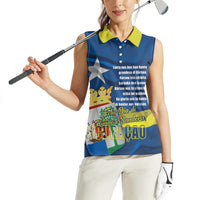 Personalized Curacao Flag Day Women Sleeveless Polo Shirt Felis Dia di Himno i Bandera