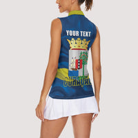 Personalized Curacao Flag Day Women Sleeveless Polo Shirt Felis Dia di Himno i Bandera