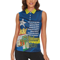 Personalized Curacao Flag Day Women Sleeveless Polo Shirt Felis Dia di Himno i Bandera