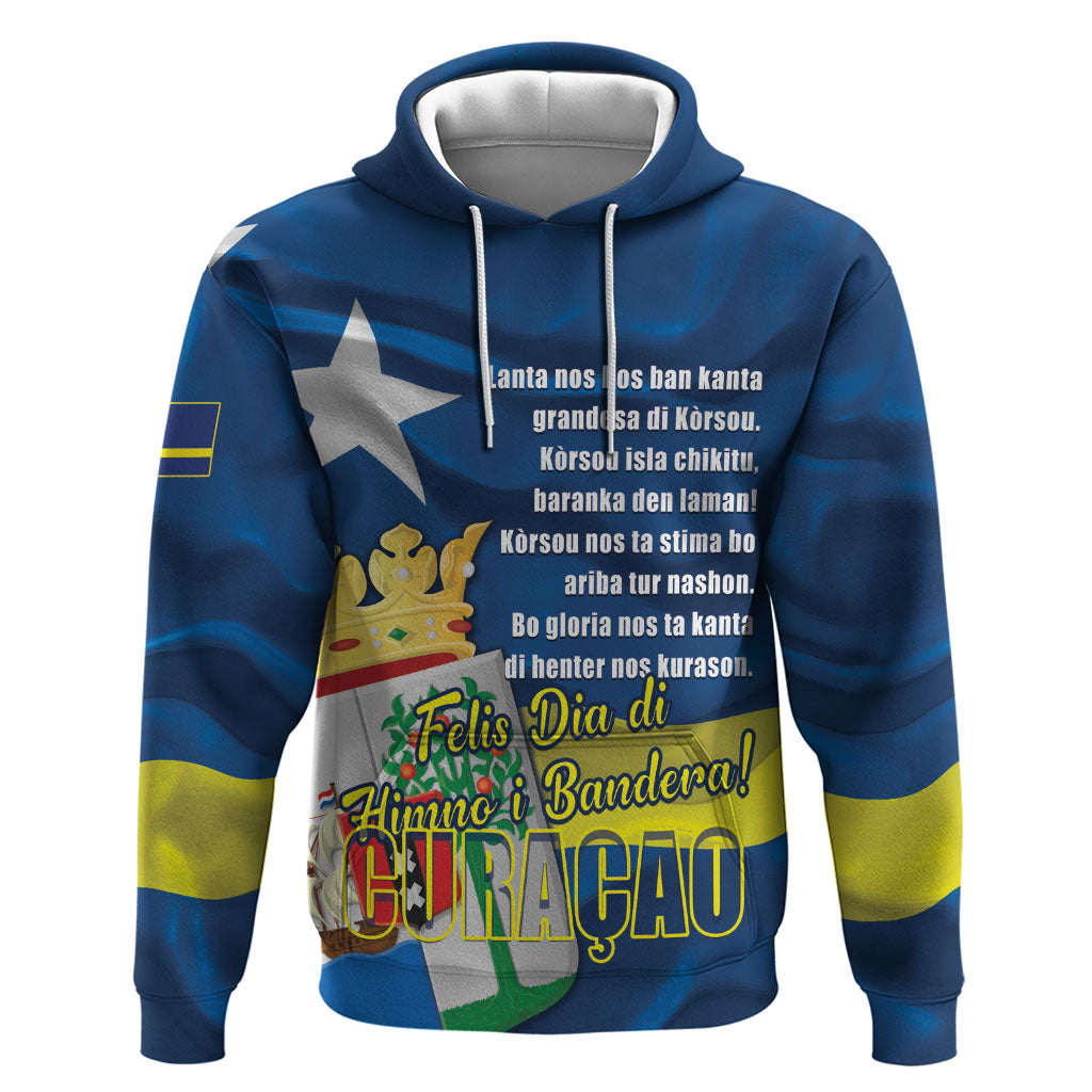 Personalized Curacao Flag Day Zip Hoodie Felis Dia di Himno i Bandera