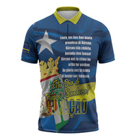 Personalized Curacao Flag Day Zipper Polo Shirt Felis Dia di Himno i Bandera