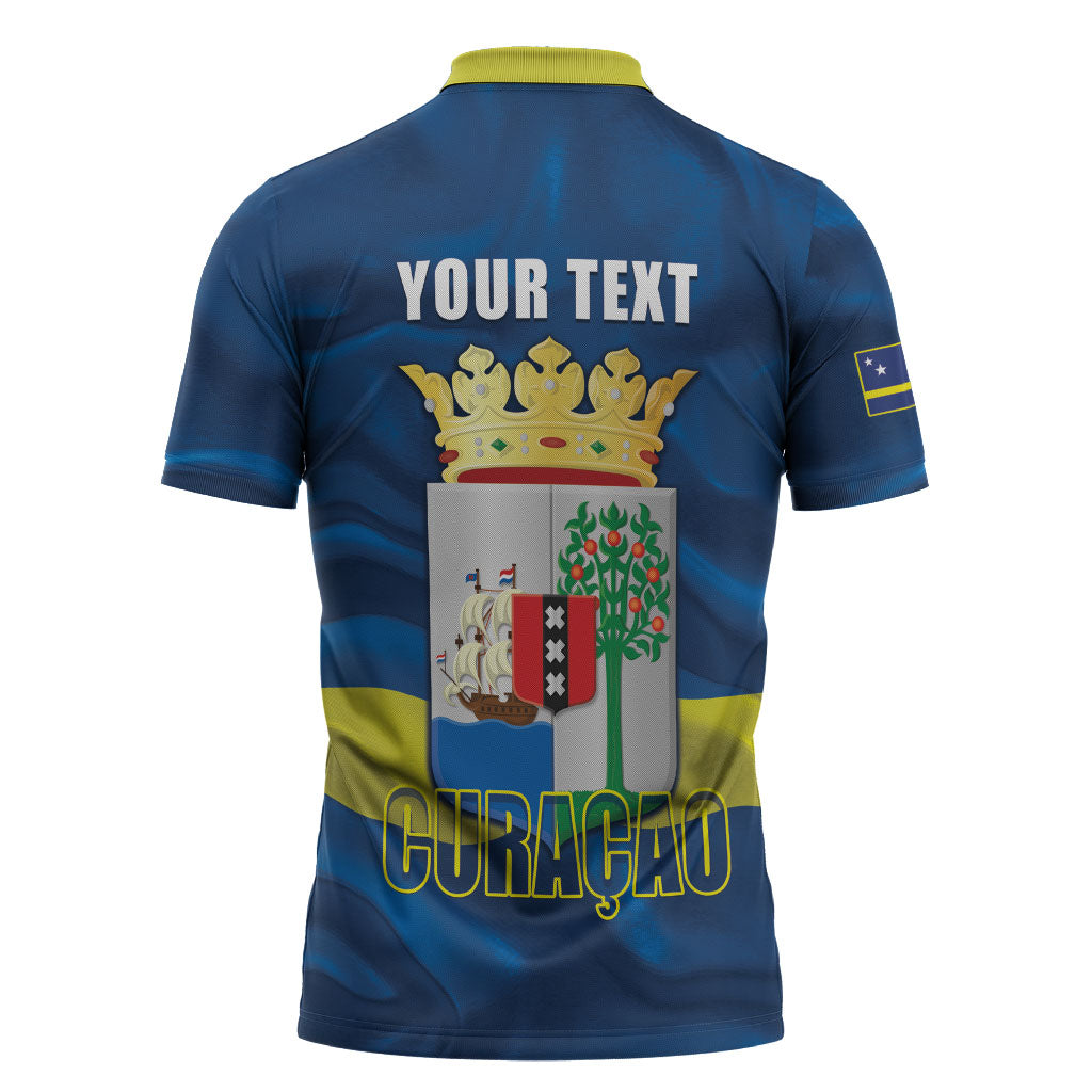 Personalized Curacao Flag Day Zipper Polo Shirt Felis Dia di Himno i Bandera