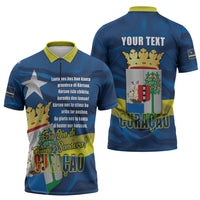 Personalized Curacao Flag Day Zipper Polo Shirt Felis Dia di Himno i Bandera