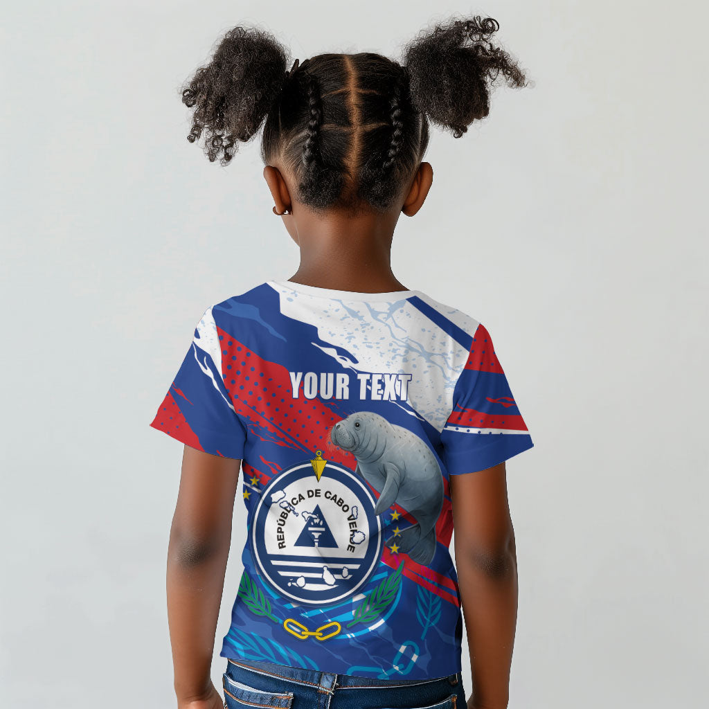 Personalized Cape Verde Independence Day Kid T shirt 51st Anniversary Manatee Coat Of Arms
