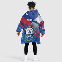 Personalized Cape Verde Independence Day Kid Wearable Blanket Hoodie 51st Anniversary Manatee Coat Of Arms