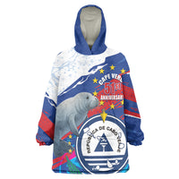 Personalized Cape Verde Independence Day Kid Wearable Blanket Hoodie 51st Anniversary Manatee Coat Of Arms