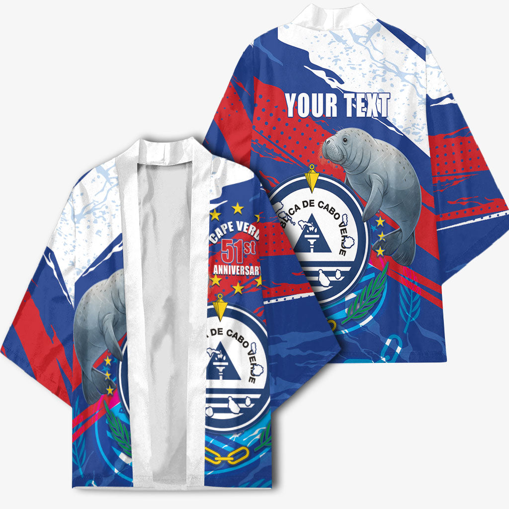 Personalized Cape Verde Independence Day Kimono 51st Anniversary Manatee Coat Of Arms