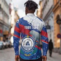 Personalized Cape Verde Independence Day Long Sleeve Button Shirt 51st Anniversary Manatee Coat Of Arms