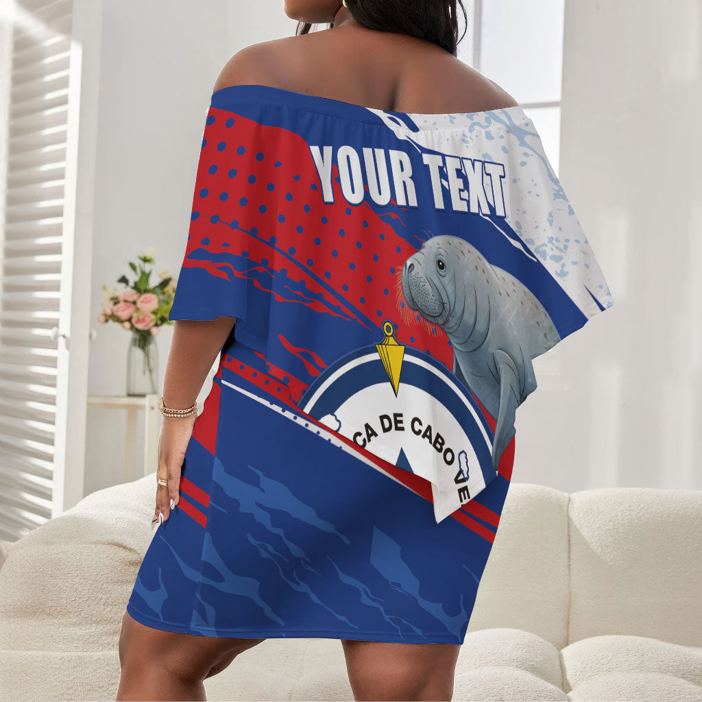 Personalized Cape Verde Independence Day Off Shoulder Short Dress 51st Anniversary Manatee Coat Of Arms