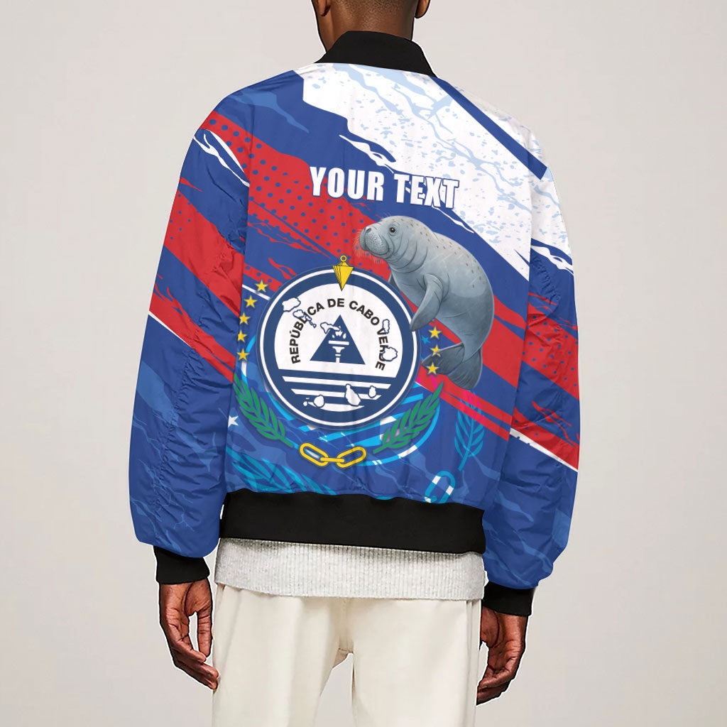 Personalized Cape Verde Independence Day Sleeve Zip Bomber Jacket 51st Anniversary Manatee Coat Of Arms