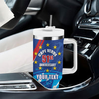 Personalized Cape Verde Independence Day Tumbler With Handle 51st Anniversary Manatee Coat Of Arms