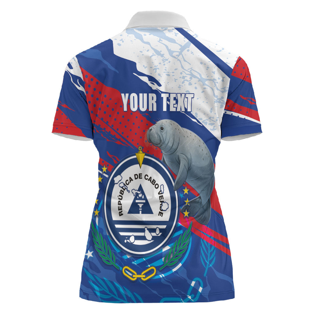Personalized Cape Verde Independence Day Women Polo Shirt 51st Anniversary Manatee Coat Of Arms