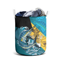 Personalized Bahamas Independence Day Laundry Basket Happy 10 July Blue Marlin Coat Of Arms