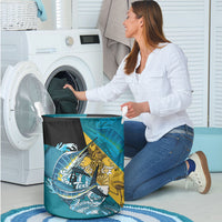 Personalized Bahamas Independence Day Laundry Basket Happy 10 July Blue Marlin Coat Of Arms