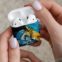 Personalized Bahamas Independence Day AirPods Case Happy 10 July Blue Marlin Coat Of Arms