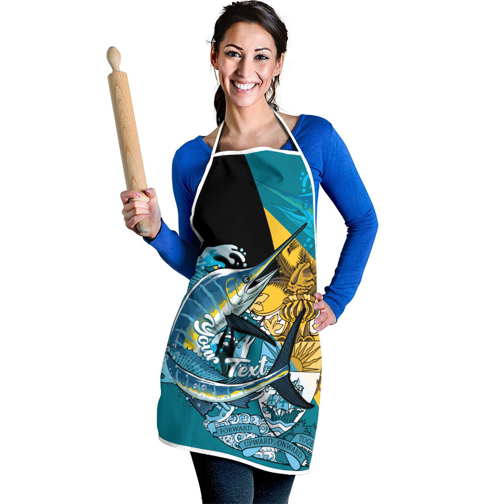 Personalized Bahamas Independence Day Apron Happy 10 July Blue Marlin Coat Of Arms