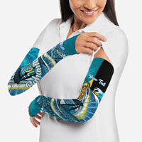 Personalized Bahamas Independence Day Arm Sleeves Happy 10 July Blue Marlin Coat Of Arms