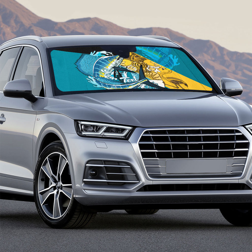 Personalized Bahamas Independence Day Auto Sun Shade Happy 10 July Blue Marlin Coat Of Arms