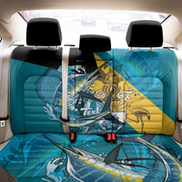 Personalized Bahamas Independence Day Back Car Seat Cover Happy 10 July Blue Marlin Coat Of Arms