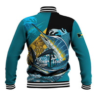 Personalized Bahamas Independence Day Baseball Jacket Happy 10 July Blue Marlin Coat Of Arms