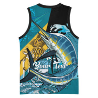 Personalized Bahamas Independence Day Basketball Jersey Happy 10 July Blue Marlin Coat Of Arms