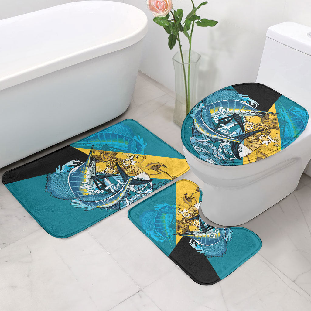 Personalized Bahamas Independence Day Bathroom Set Happy 10 July Blue Marlin Coat Of Arms
