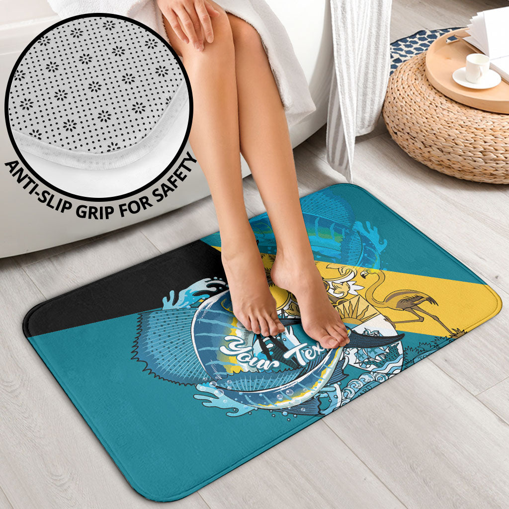 Personalized Bahamas Independence Day Bathroom Set Happy 10 July Blue Marlin Coat Of Arms