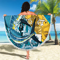 Personalized Bahamas Independence Day Beach Blanket Happy 10 July Blue Marlin Coat Of Arms