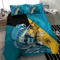 Personalized Bahamas Independence Day Bedding Set Happy 10 July Blue Marlin Coat Of Arms
