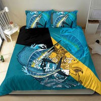 Personalized Bahamas Independence Day Bedding Set Happy 10 July Blue Marlin Coat Of Arms