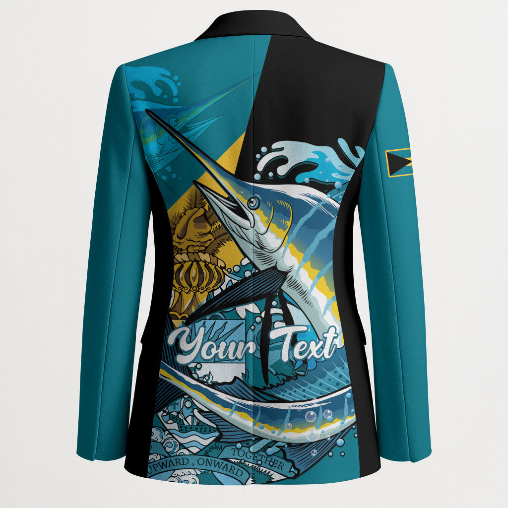 Personalized Bahamas Independence Day Blazer Happy 10 July Blue Marlin Coat Of Arms