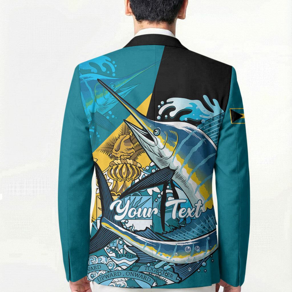 Personalized Bahamas Independence Day Blazer Happy 10 July Blue Marlin Coat Of Arms
