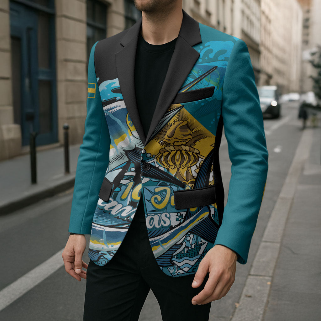 Personalized Bahamas Independence Day Blazer Happy 10 July Blue Marlin Coat Of Arms
