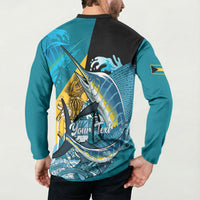 Personalized Bahamas Independence Day Button Sweatshirt Happy 10 July Blue Marlin Coat Of Arms