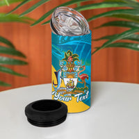 Personalized Bahamas Independence Day 4 in 1 Can Cooler Tumbler Happy 10 July Blue Marlin Coat Of Arms