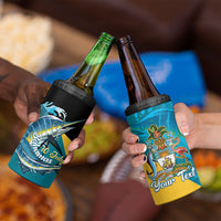 Personalized Bahamas Independence Day 4 in 1 Can Cooler Tumbler Happy 10 July Blue Marlin Coat Of Arms