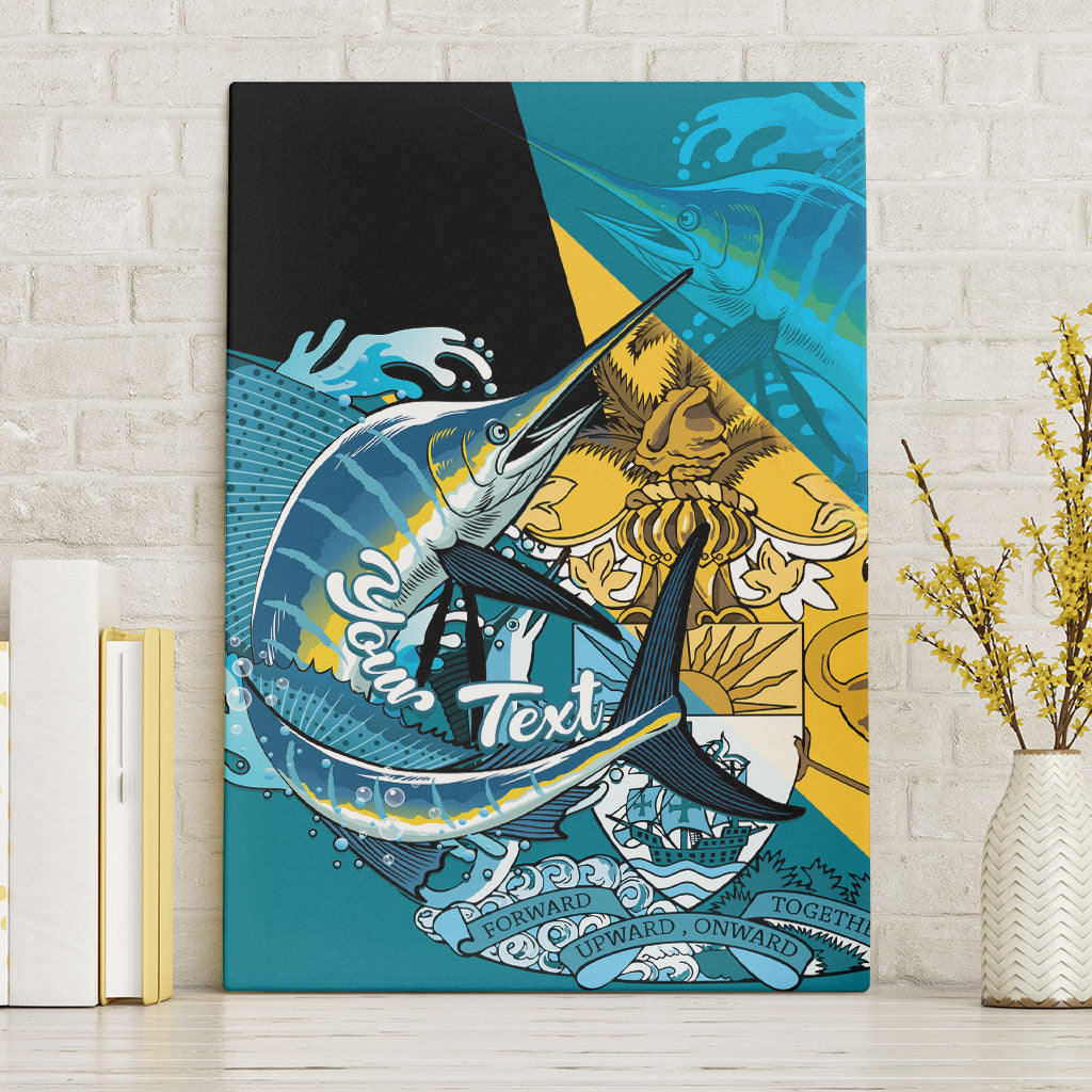 Personalized Bahamas Independence Day Canvas Wall Art Happy 10 July Blue Marlin Coat Of Arms