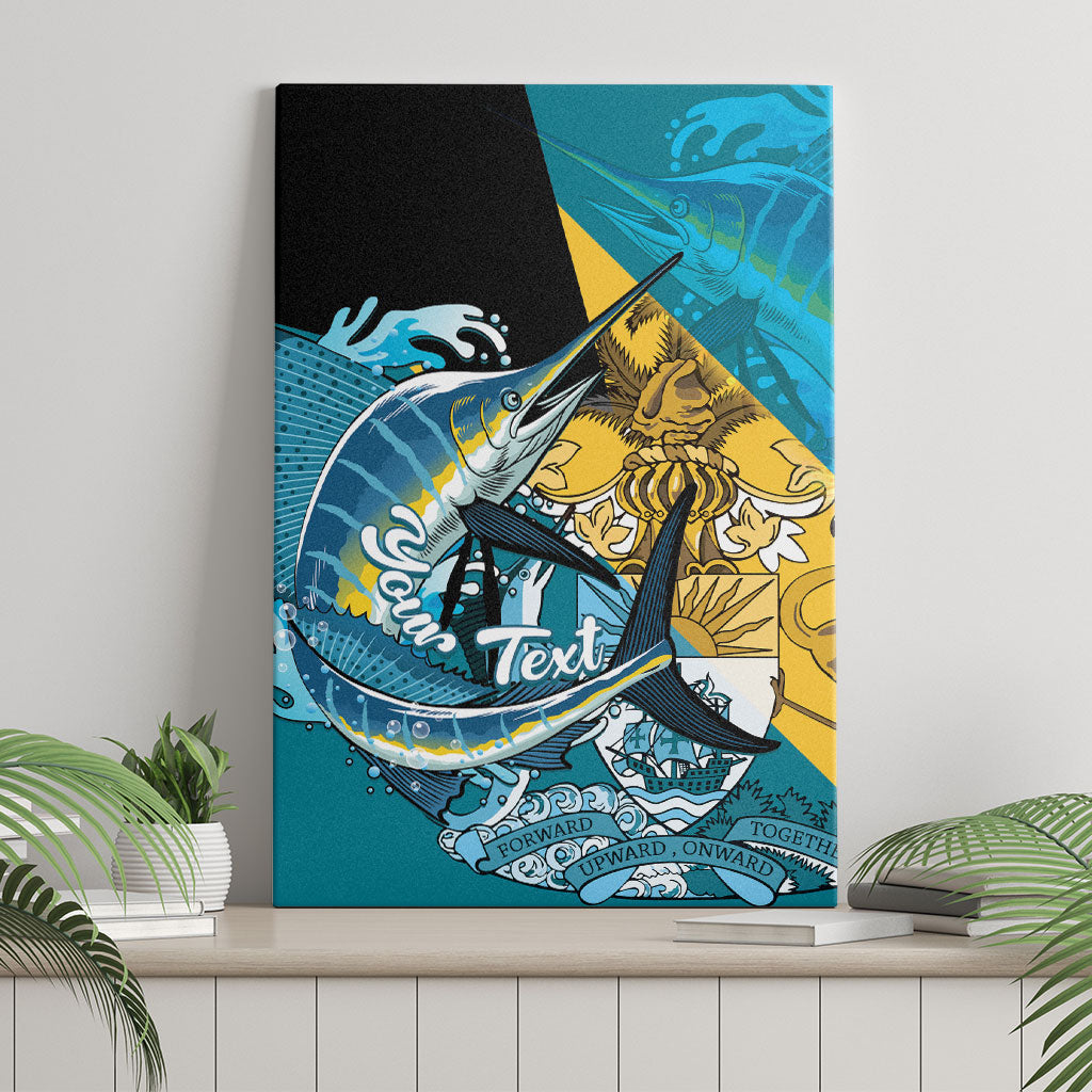 Personalized Bahamas Independence Day Canvas Wall Art Happy 10 July Blue Marlin Coat Of Arms