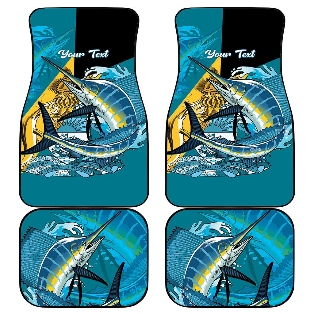 Personalized Bahamas Independence Day Car Mats Happy 10 July Blue Marlin Coat Of Arms