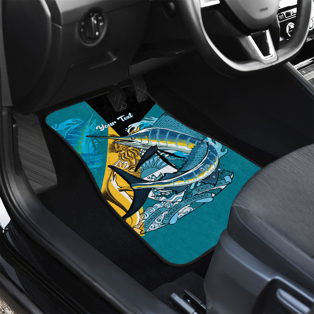 Personalized Bahamas Independence Day Car Mats Happy 10 July Blue Marlin Coat Of Arms