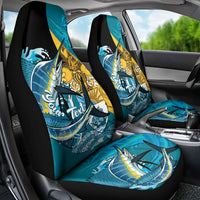 Personalized Bahamas Independence Day Car Seat Cover Happy 10 July Blue Marlin Coat Of Arms